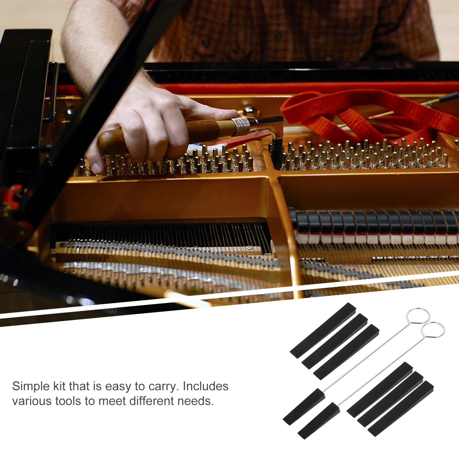 

1 set 1 Set Tuning Tool Kit With Mute Forks Piano Tuning Tools Long Damper Strips For Repair Professional Tools