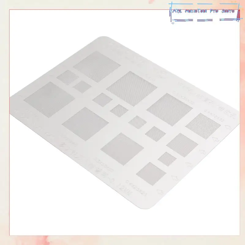 

Multifunction BGA Stencil 0.3/0.35/0.4/0.5/Parallel/45 Degree Hole Universal Solder Template BGA Reballing Stencil-A73I