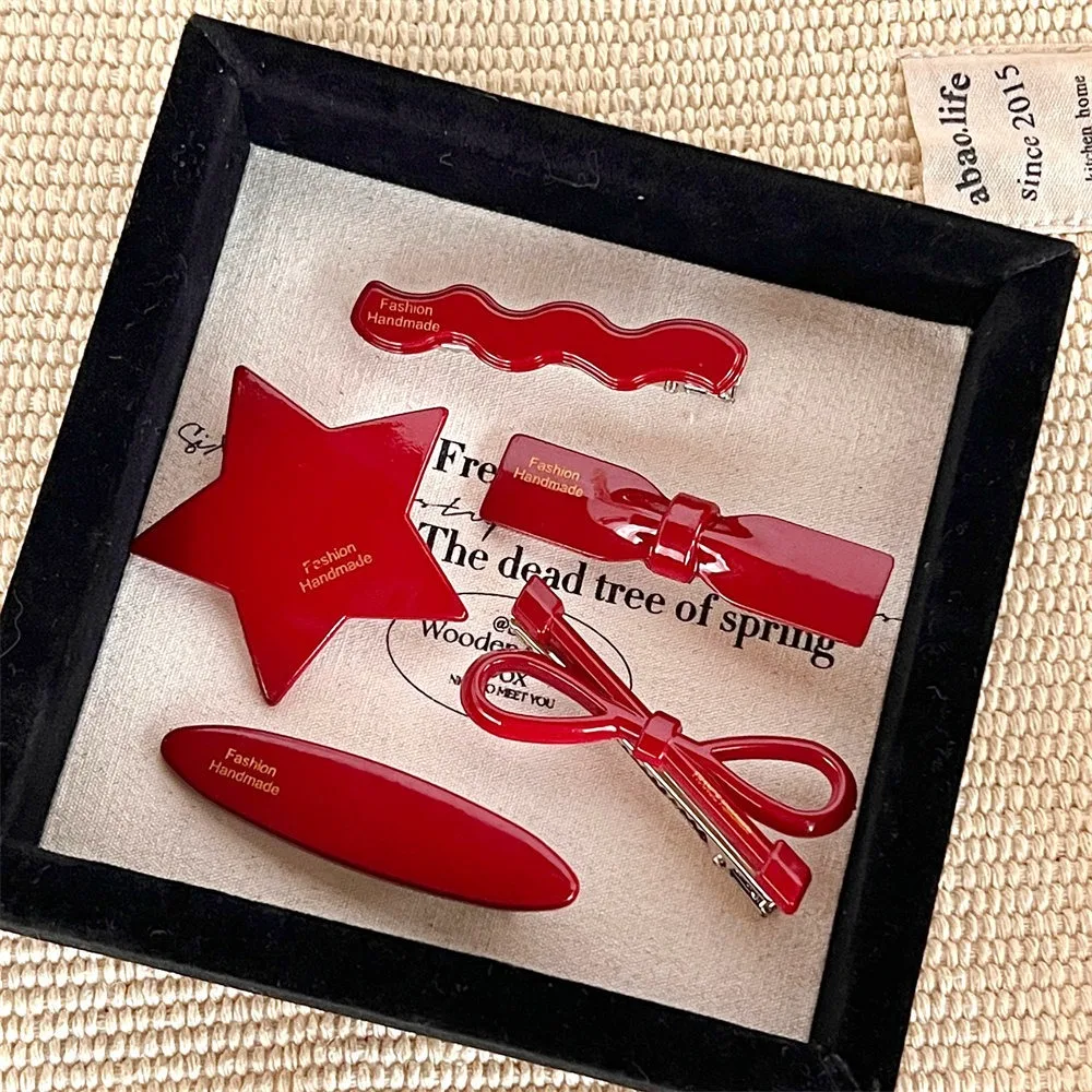 Nieuwe strik haarspeld rode ster gebroken haar clip eend gefactureerd clip cadeau