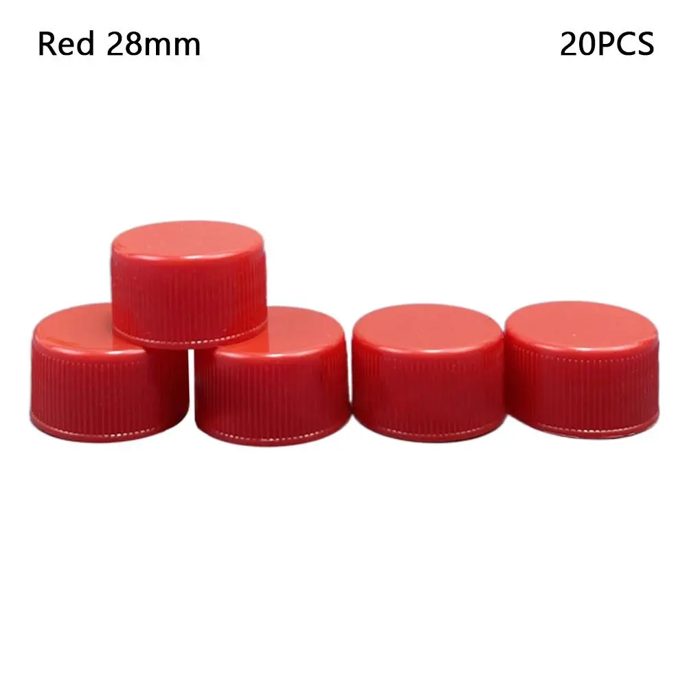 20pcs 28mm Plastic Bottle Cap Circular Multi-purpose Drinking Bottle Cap with Gasket Reusable Screw Bottle Cap