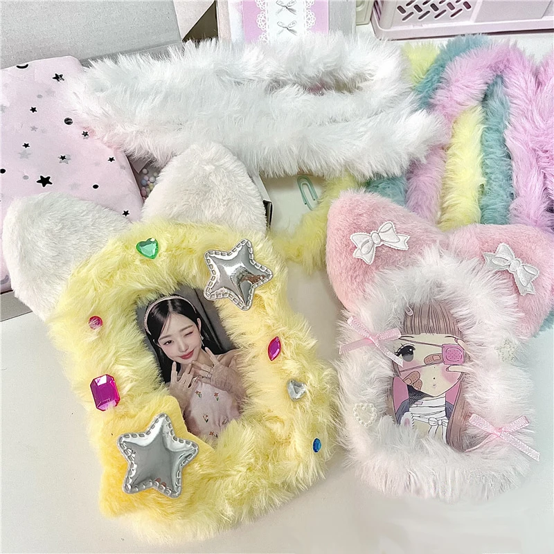 

Plush Twisting Rod Photocard Holder Decor DIY Sweet Cute Plush Idol Photo Card Cover Dceor Handmade Material Gift Decoration