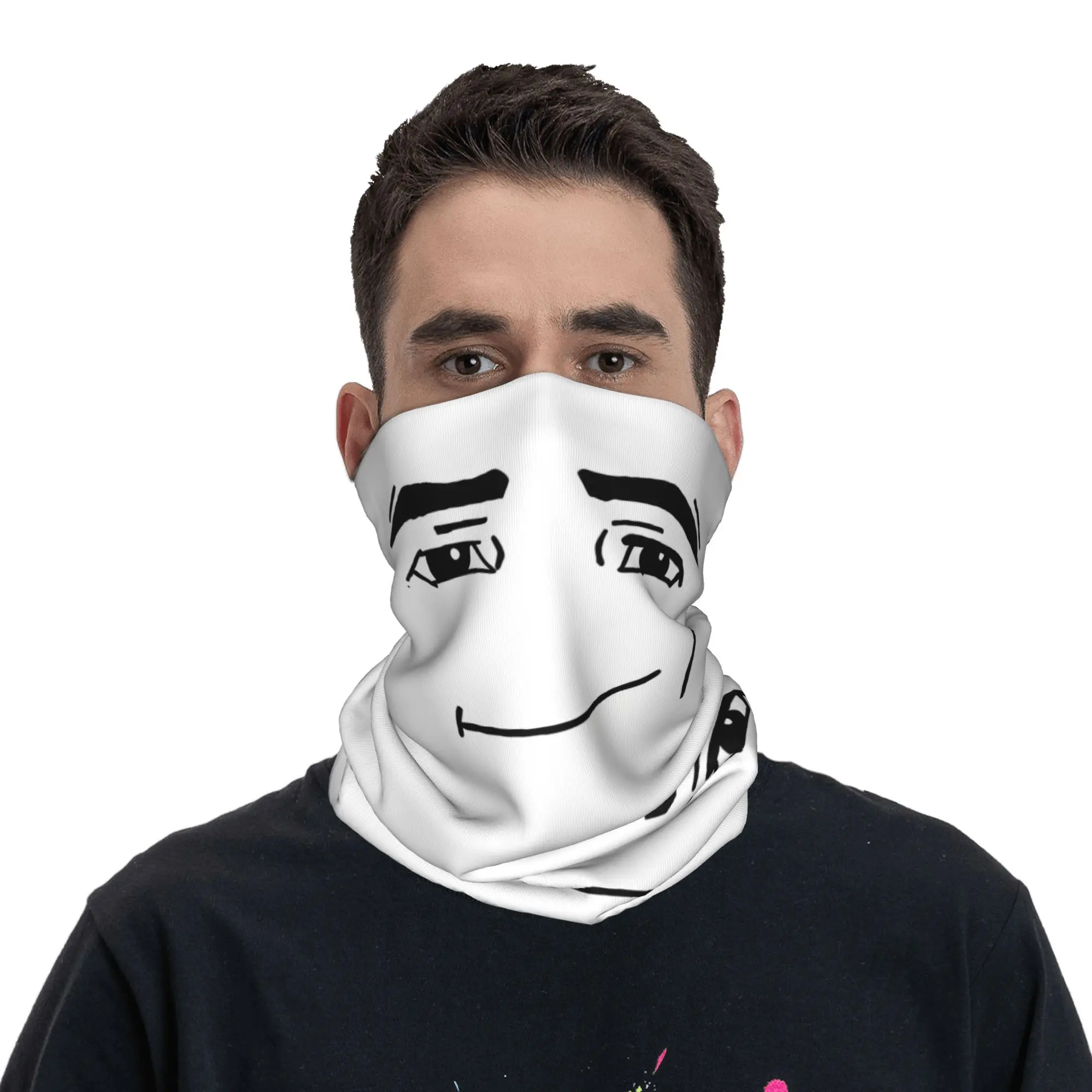 سعيد مضحك فتاة روبوت الوجه أنيمي الشتاء عقال الرقبة أدفأ النساء الرجال التزلج التخييم وشاح أنبوبي Robloxs الوجه باندانا الجراب #4