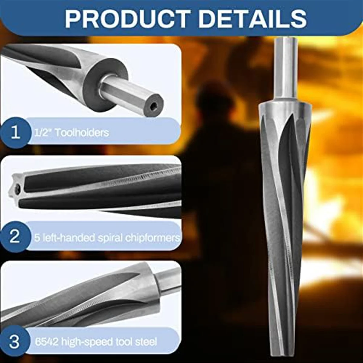 

New 7 Degree Ball Joint Tapered Reamer,6542 High Speed Tool Steel Tapered Ball Joint Reamer,with Shank,1-1/2 Inches Per Foot