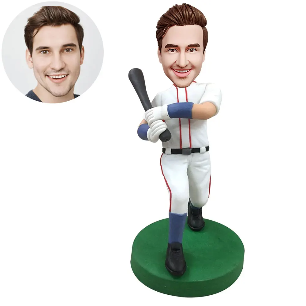 Home Decor Custom Bobblehead Figurine Personalized For Man-Baseball Batsman Wear White clothes