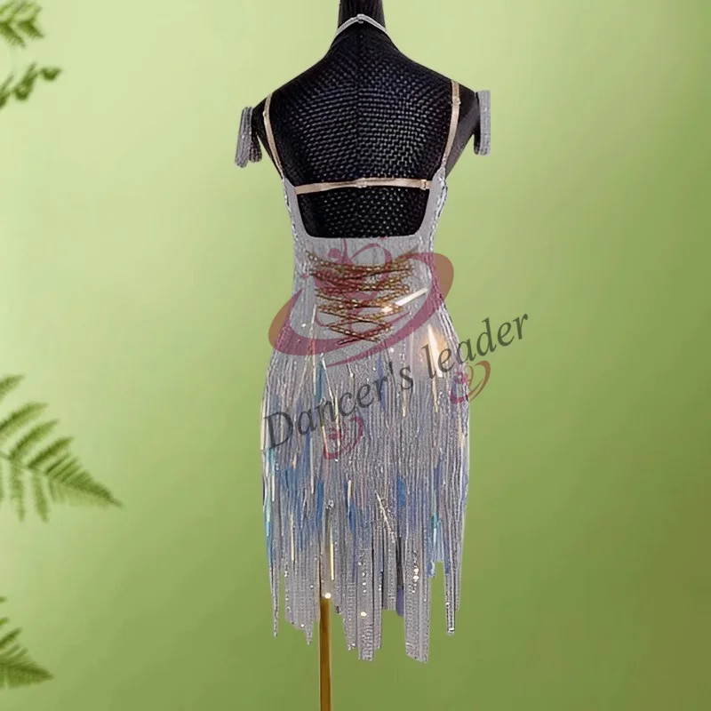 Costume de danse latine professionnel pour enfants, Costume Standard pour adultes avec pompon fait à la main, Rumba Cha Cha Tango, jupe latine