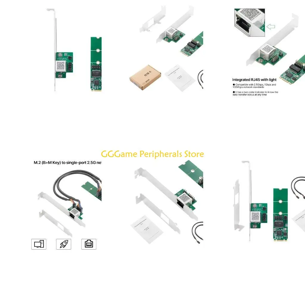 

U55B 2.5 Gigabits Ethernet M.2 Interfaces Card 25000Mbps RJ45 I225 Chipset Single Gigabits Ethernet Card Adapters for PC