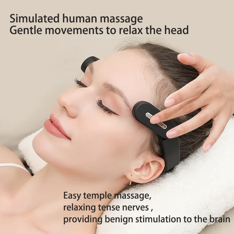 EMS Head Temple Massager Microcurrent Vibration Bluetooth Heating Relaxation Stress Relief Head Therapy Device