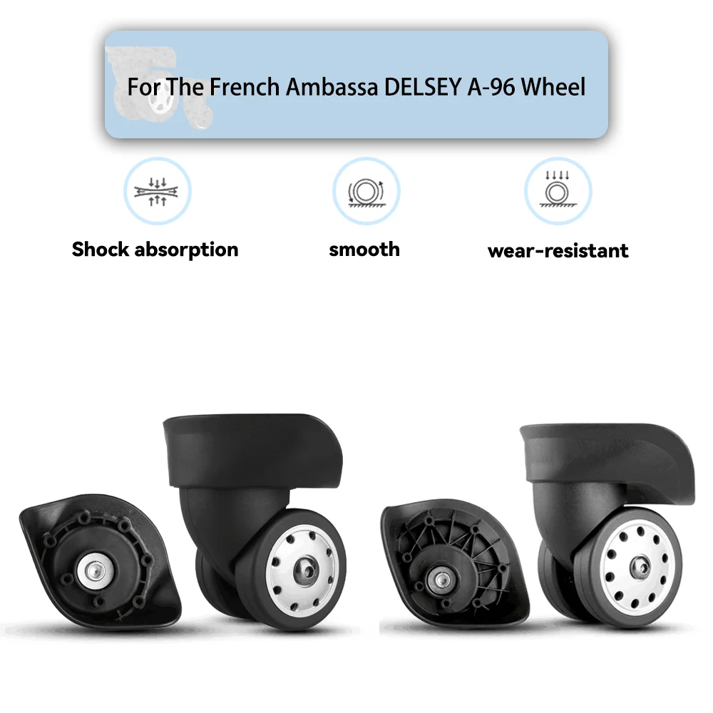 For The French Ambassa DELSEY A-96 Universal Wheel Black Replacement Suitcase Silent Smooth Shock Absorbing Rotating Wheel