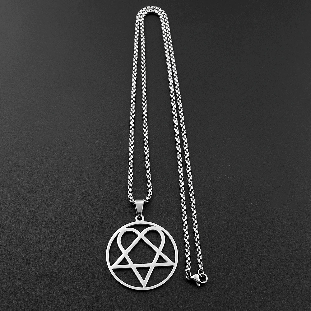 Heartagram Star Heart Him Kette für Männer und Frauen, Edelstahl, Musikband, Egirl, Hiphop, Anhänger, Halskette, Vintage-Schmuck, Geschenke – Detail 7