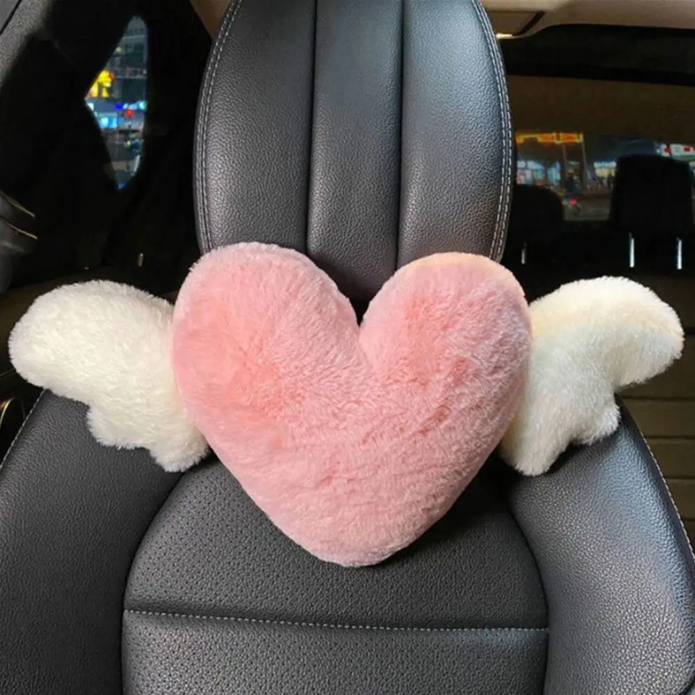 Wygodny zagłówek samochodowy w kształcie serca Ergonomiczna pluszowa poduszka lędźwiowa Miękkie wsparcie lędźwiowe do wnętrza samochodu
