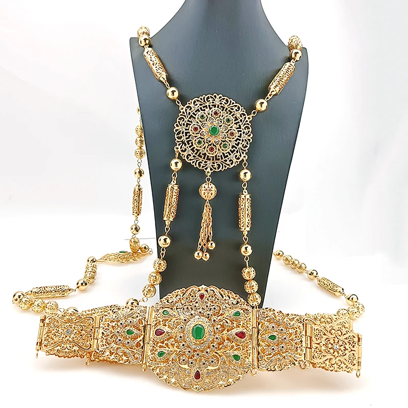 

Moroccan Wedding Jewelry Set Wedding Metal Belt Robe Dress Body Jewelry Chest Ladies Custom Shoulders Luxury Ethnic Dress