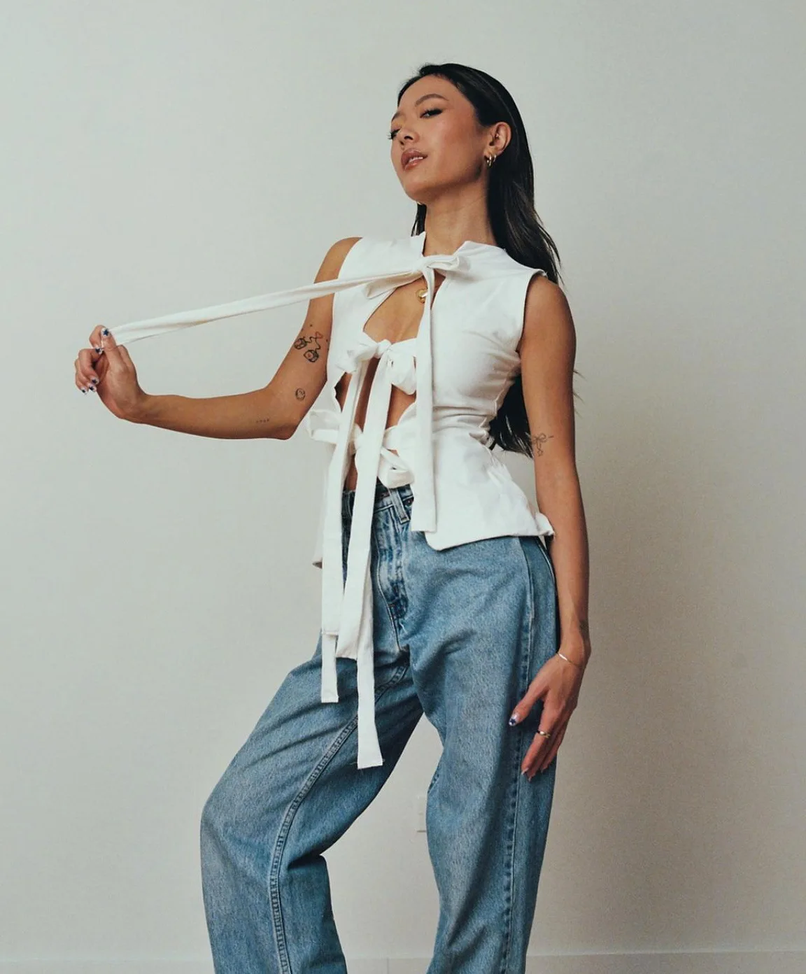 2024 Summer Fashion Hot Girls Sexy Vest Woman Y2k Top Bandage Bow Crop Tank Tops Women Fashion Sleeveless Hollow Streetwear