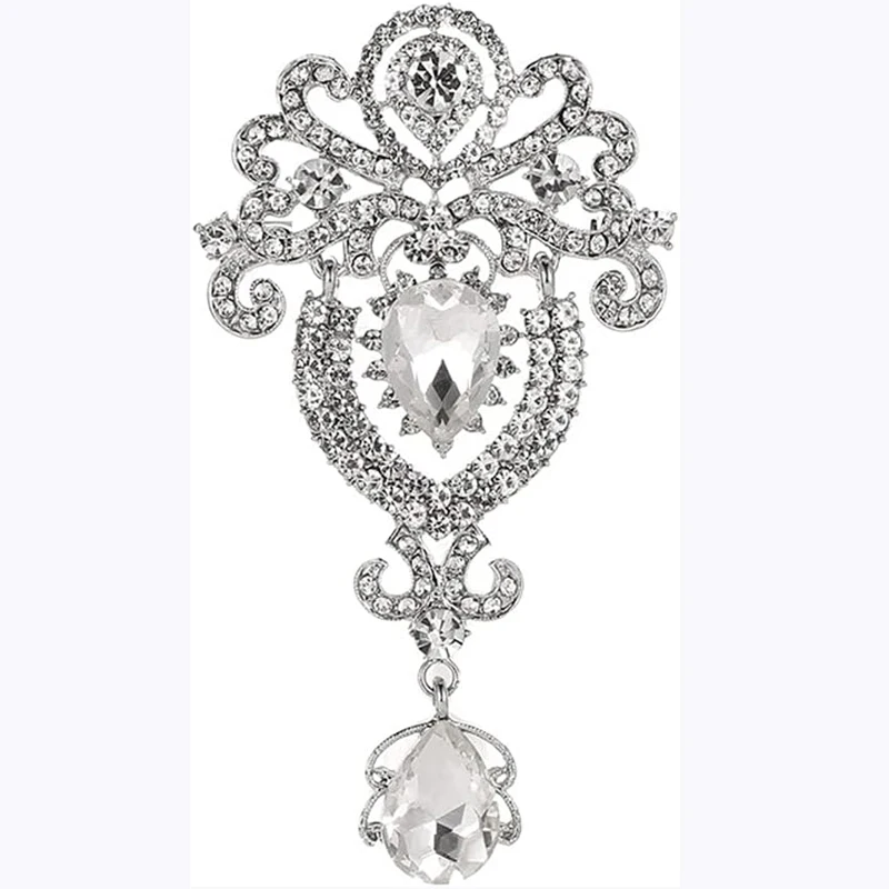 Exquisite Brooch Crown Inlaid With Diamond Corsage Silver Ladies Diamond Palace Vintage Brooch Valentine\'s Day Gifts