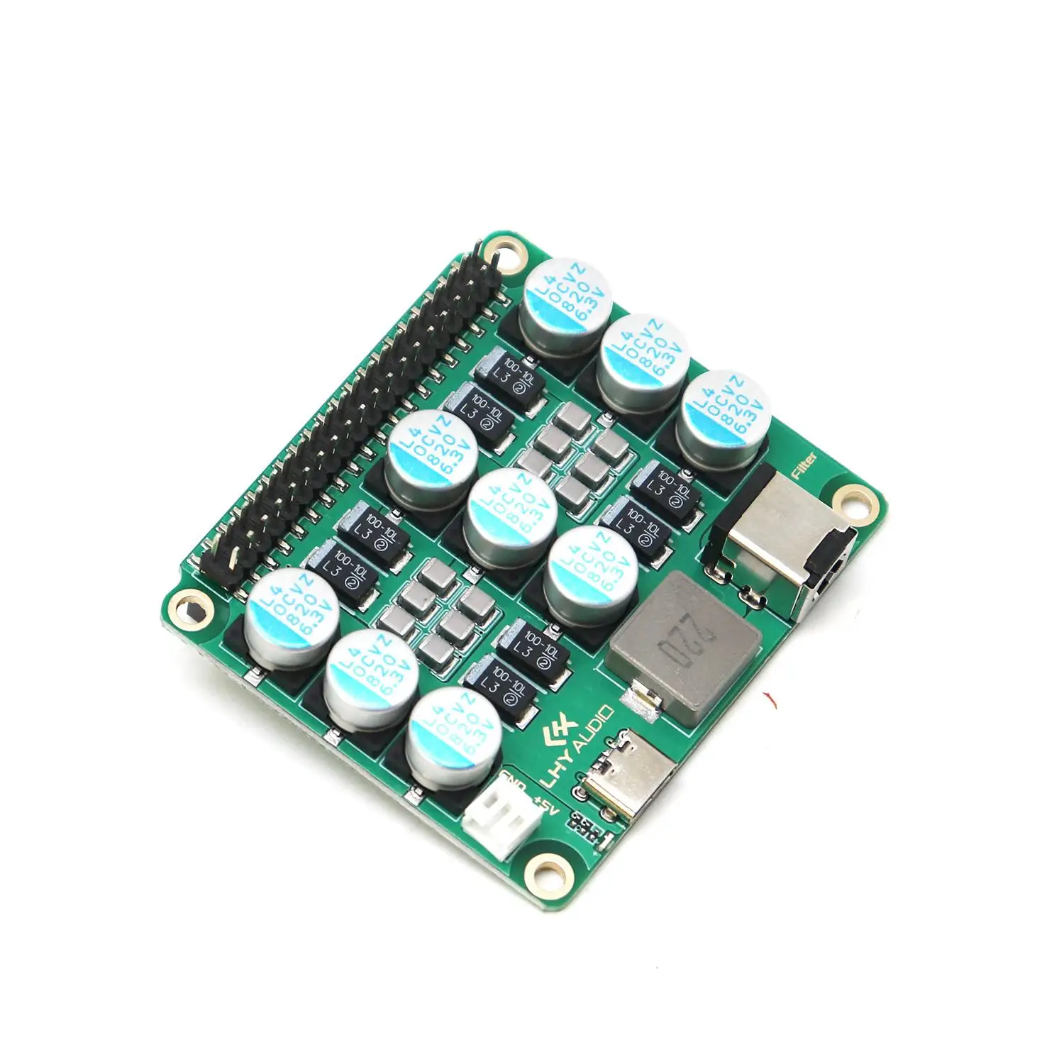 PIR Power Filter Board For Raspberry Pi 4B/5 -CLC Noise Reduction DAC Audio Decoder Expansion, Purifier HAT For 3B+/Pi4/Pi5 HiFi