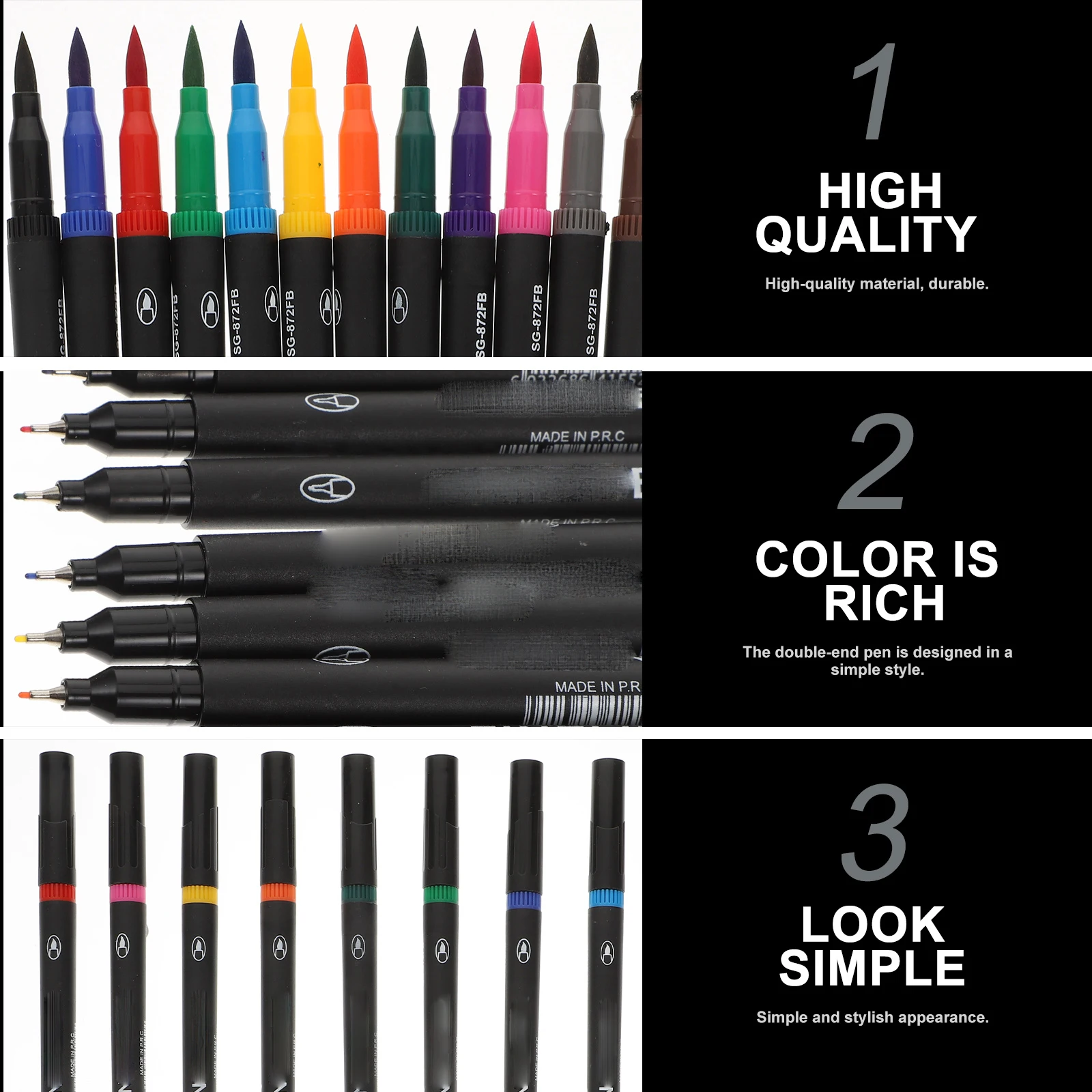 Rotuladores de doble cabeza para estudiantes, herramientas de dibujo artístico de línea de precisión, escritura suave, pintura creativa, 12 Uds.