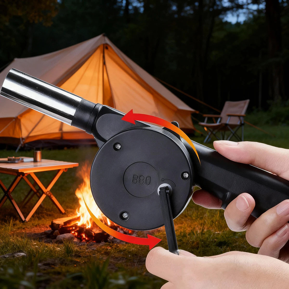 1 piece of barbecue blower, manual barbecue tool, barbecue stove ignition, special hand cranked ignition tool, charcoal barbecue