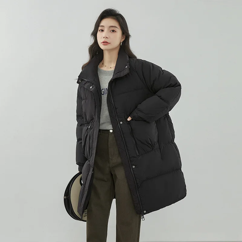 Cross Border Women's Clothing 2026 Winter New StyleTrendy High End Solid Color Stand Up Collar Zipper Thickened Warm Outerwear