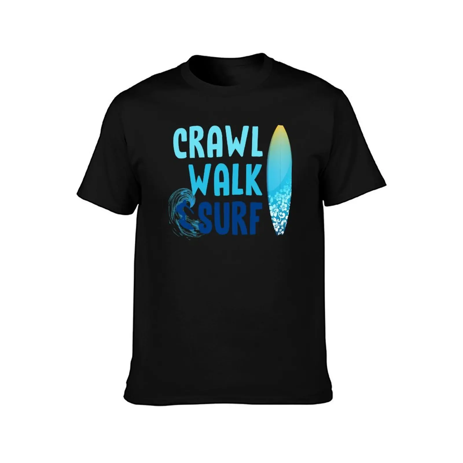 Crawl, Walk, Surf T-Shirt Plus Size Basic Cotton T-Shirt