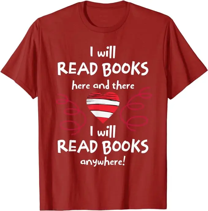 I Heart Books. Book Lovers. Readers. Read More Books T-Shirt Librarians Teachers Students Clothes Letters Printed Saying Tee Top