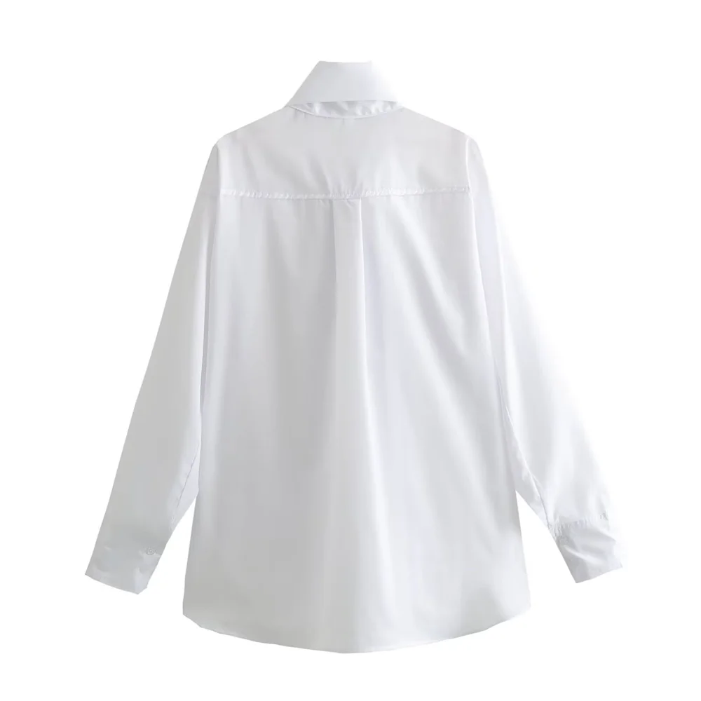 UNIZERA 2024 Spring New Women's Fashion Hong Kong Style Retro Slim and Versatile Style Bow Decoration Poplin Shirt