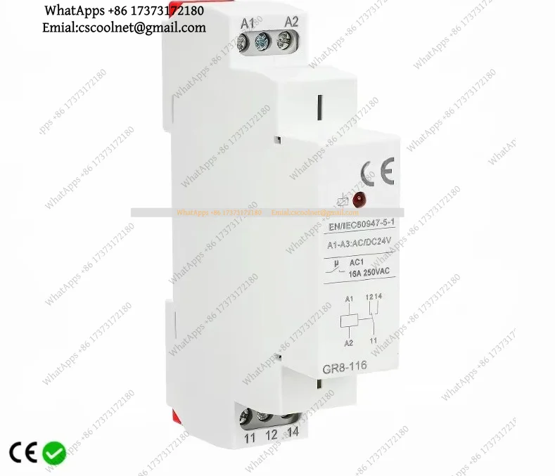 JS03 Din Rail Type GR8 AC DC 12V 24V 48V Switch Intermediate Auxiliary Relay 8A 16A ROHS Approved