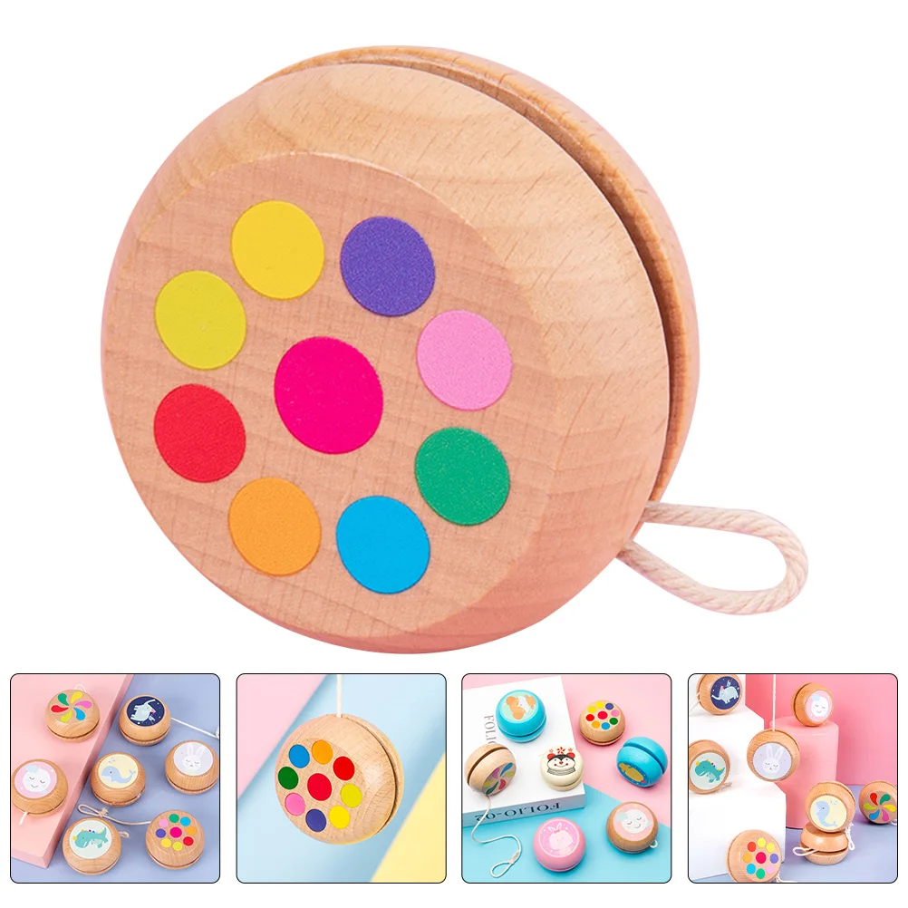 Yo-Yo in legno per bambini Palla con corde in legno liscio Giocattolo educativo con punta delle dita Palline Yoyo per bambini con coordinazione occhio-mano
