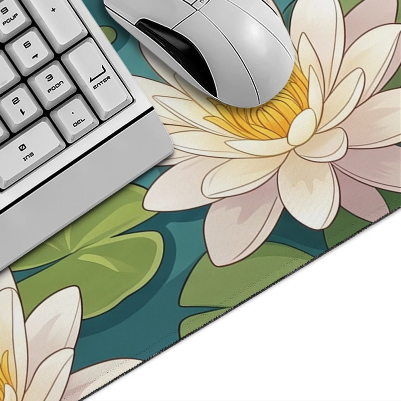 Mouse Pad Gamer Lotus And Black Cat printon demand Custom Computer Mousepad XXL Desk Mats Non-Slip Soft Laptop Desktop Mouse Pad