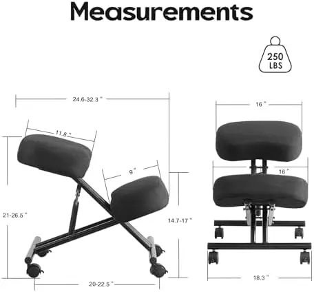 Kneeling Chair Linen Ergonomic Home Office Chair Adjustable Height | Improve Posture Chair with Brake Rolling Wheels view 2