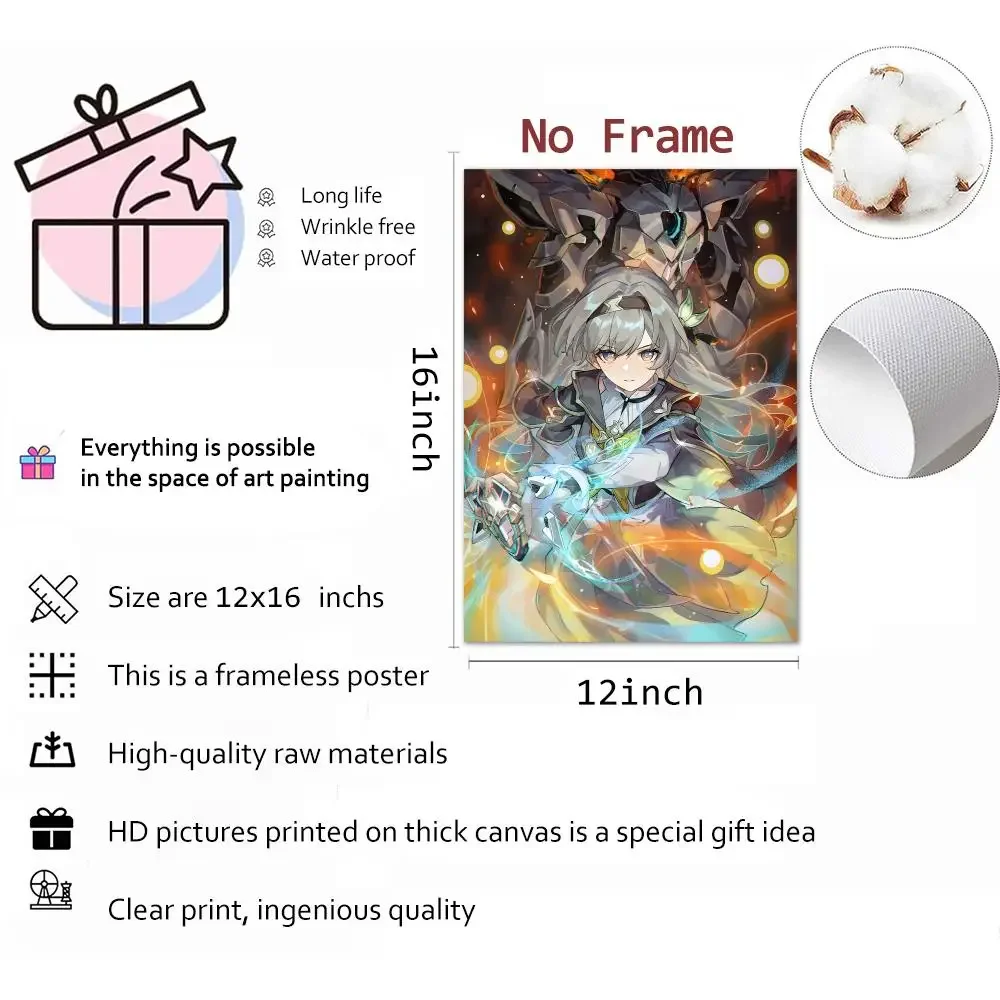 Game Wanderer Character Honkai Star Rail Firefly Painting Calligraphy Canvas Print Wall Mural for Living Room Decor Gifts