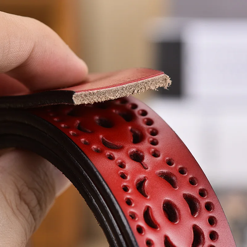 حزام خصر نسائي كاجوال عصري على الطراز الكوري مصنوع من مادة جلد البقر بتصميم كلاسيكي لحزام خصر الجينز النسائي