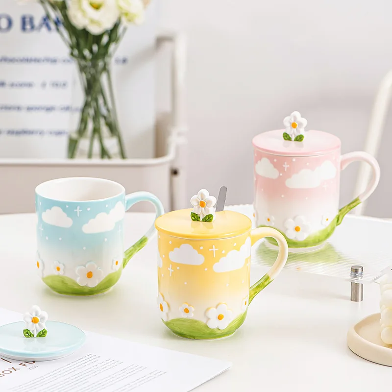 Ceramic Coffee Mug Creative Flower Cup for Office and Home Christmas Birthday Surprise for Friends Family or Flower Lovers