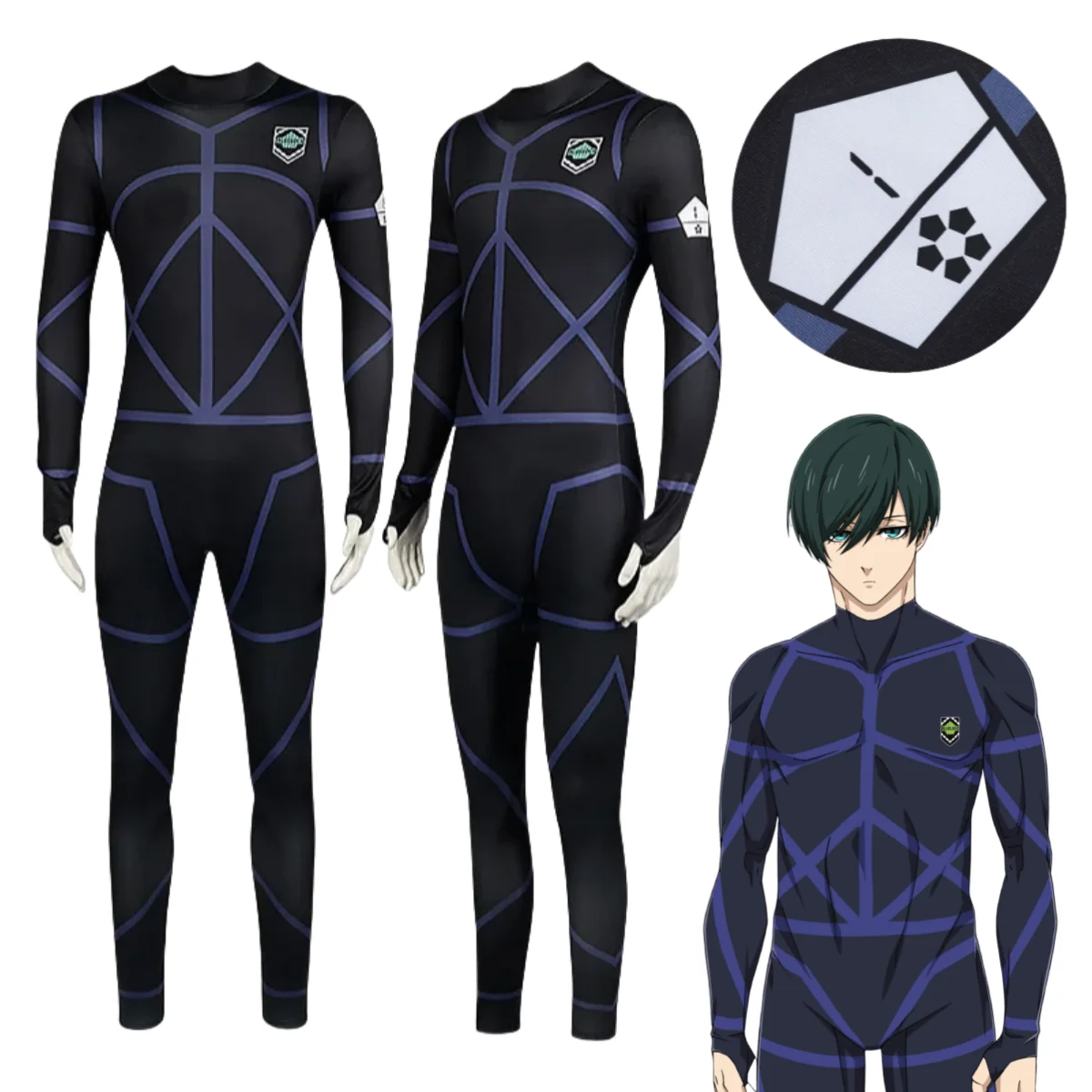 

Anime Blue Lock Rin Football Jumpsuit Nagi Cosplay Costumes Hiori Bachira Soccer Tights Isagi Karasu Bodysuit