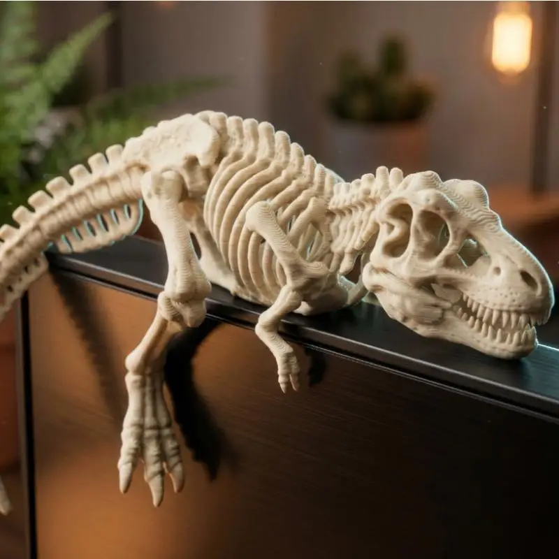 Sleeping T-Rex Monitor Ornament Cute 3D Printed Dinosaur Decoration for Laptop Monitor Edge Decor Travel Work Desk Ornament