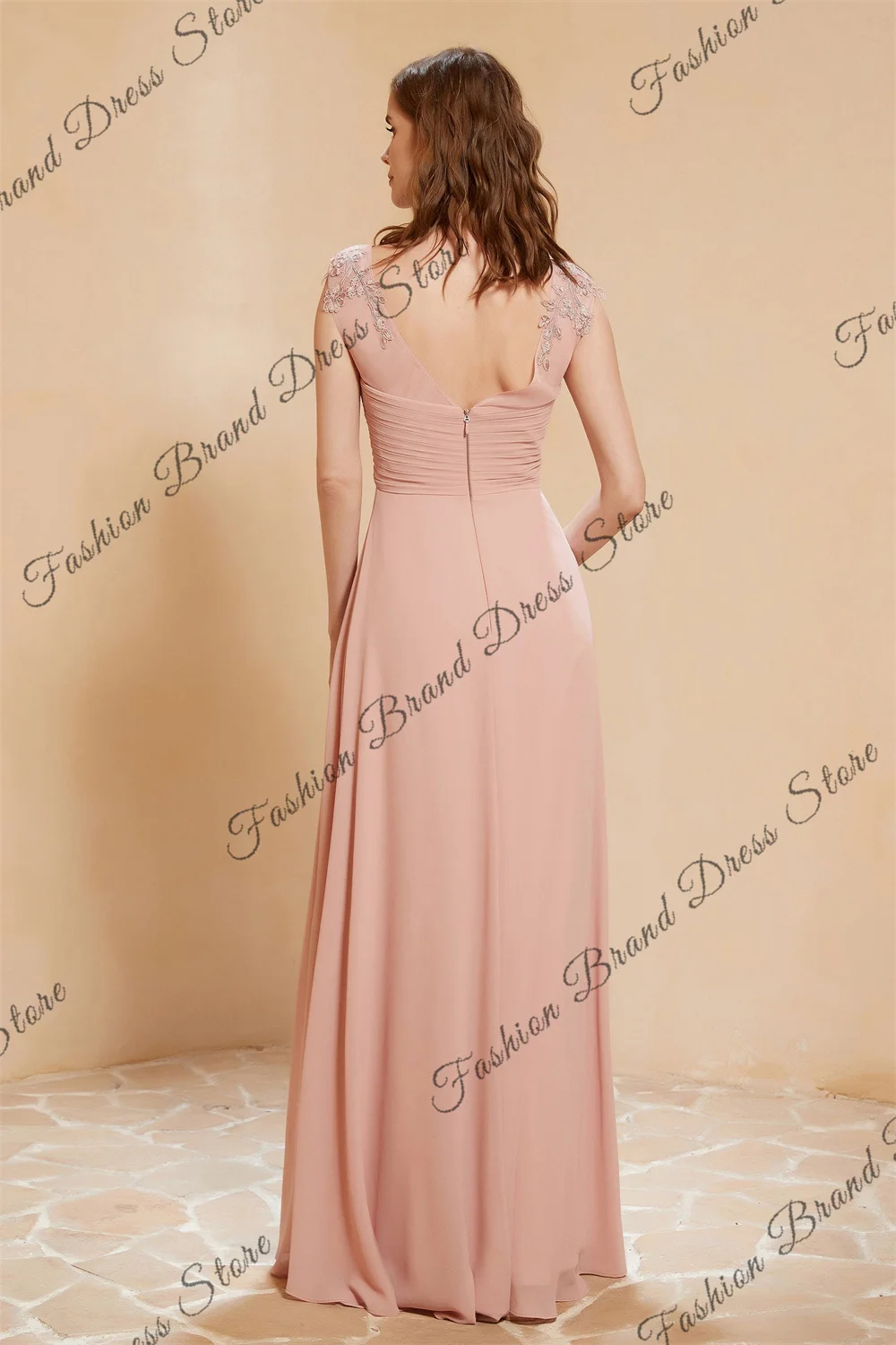 Off-the-shoulder Sweetheart Chiffon Bridesmaid Dresses Short Sleeves Corset Lace Appliques Ball Gowns A-line Long Prom Gowns