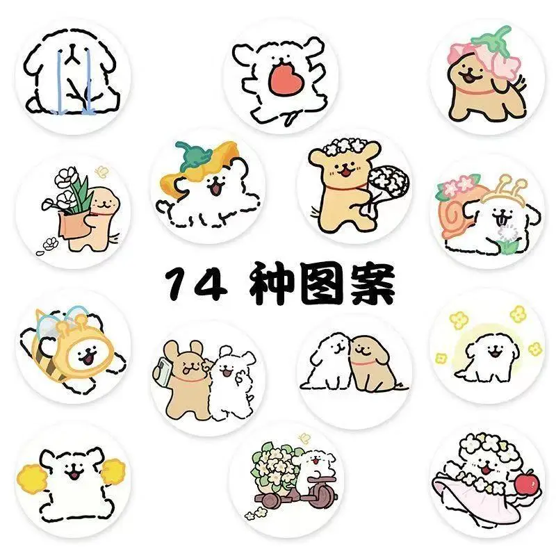 500pcs/Roll Line Dog Cartoon Family Sticker DIY Skateboard Laptop Guitar Phone Car Seal Label Decals Decoration