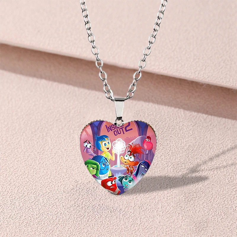 Disney Inside Out 2 Kids Cute Necklace Boy Girl Anime Fashion Jewelry Accessories Children Charms Creative Pendant Birthday Gift