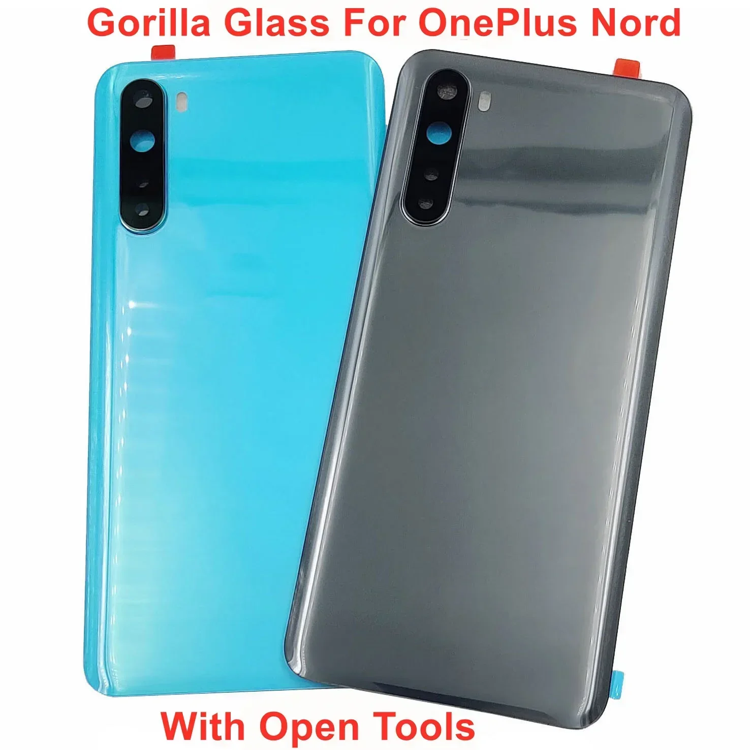 A+++ Gorilla Glass For OnePlus Nord Battery Cover Hard Back Door Lid Rear Housing Panel Case With Camera Lens Adhesive Sticker