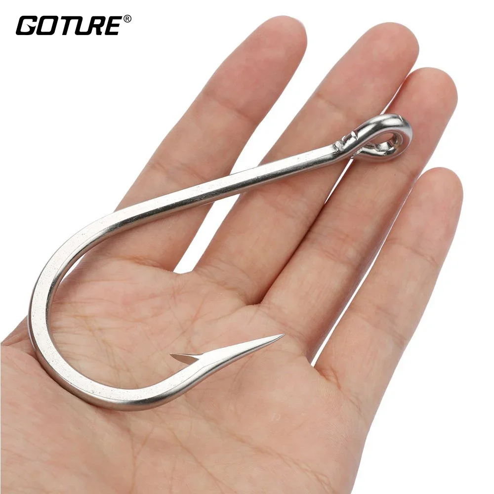 Goture 10pcs/lot High Carbon Steel Fishing Hook Extremely Sharp Long Shank Fishhooks Size #6-#12 For Saltwater Big Game Fishing