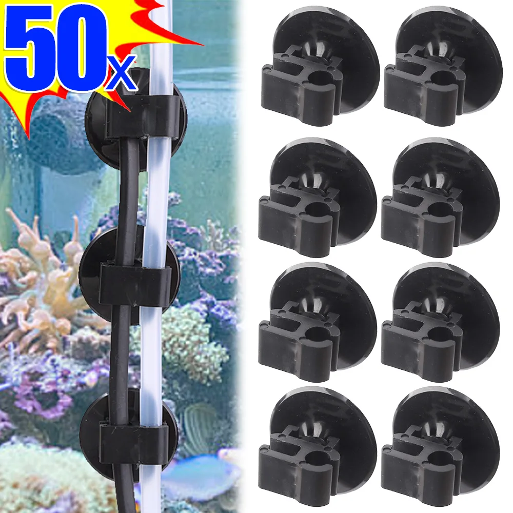 50/5Pcs Suction Cup Hook Home Office Cable Organize Hook Aquarium Fish Tank Sucker Holders Multifunction Wire Finisher Accessory