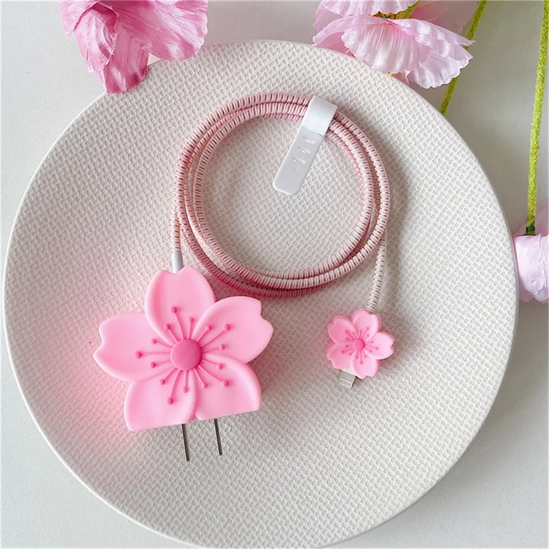 INS Cute 3D Flower Silicone Charger Protective Case For IPhone 11 12 13 14 18W-20W Fast Charge Protection Charger Accessories