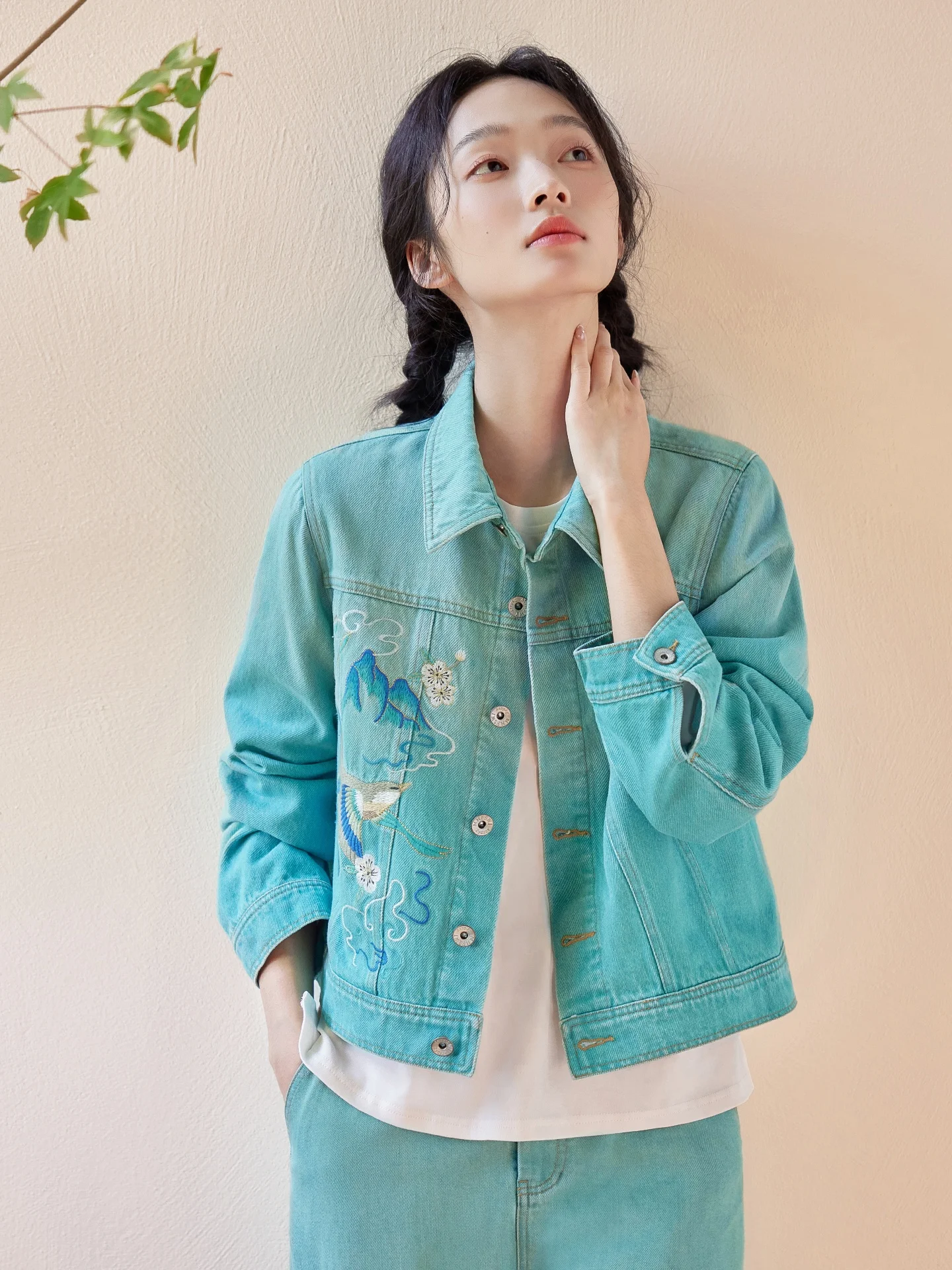 

Оригинальный джинсовый топ с цветочной вышивкой adient, женский свободный повседневный топ из дышащего хлопка и полиэстера, длинный свеч...