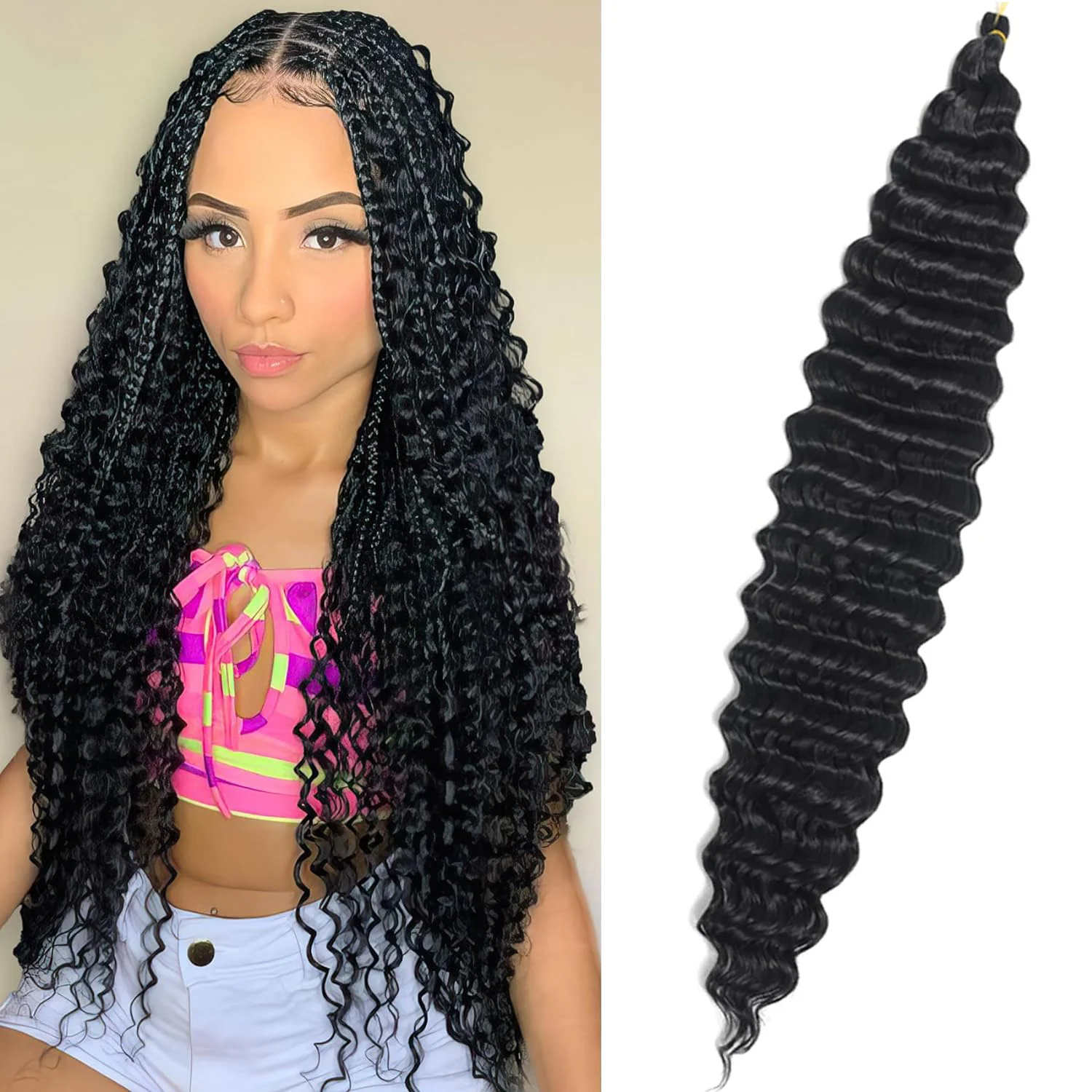 32 Inch Synthetic Deep Wave Crochet Hair Extensions for Women Curly Bohemian Twists Ocean Wave Crochet Braiding Hair