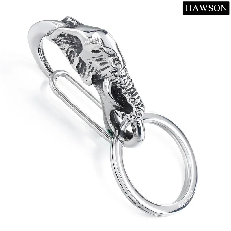 HAWSON Fashion Elephant Pattern Stainless Steel Collection Circle Key Chain,Animal Pattern Key Chain Accessories Men Women Gift