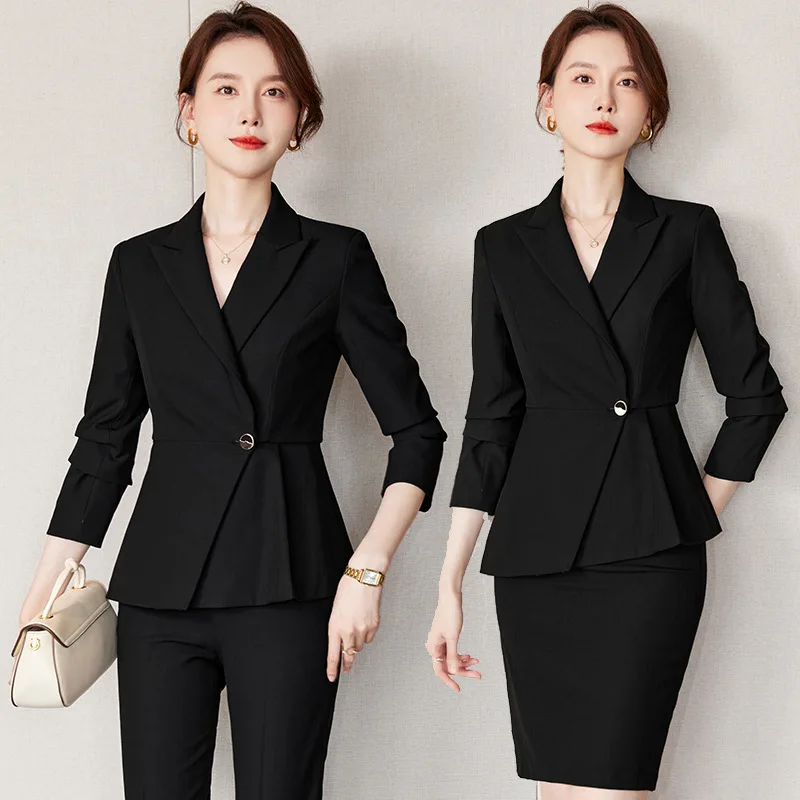 High-End Professional Suit Women's Spring and Autumn Suit Formal Wear Temperament Workplace Work Manager Beauty Salon Jewelry Sh