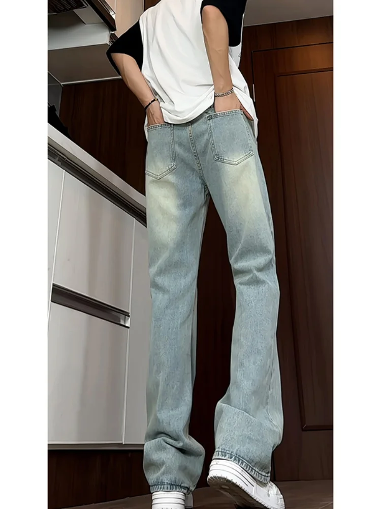 

Loose Straight Leg Men's Jeans 2024 New Autumn American High Street Wavy Design Wear Resistant Youth Faion Long Pants