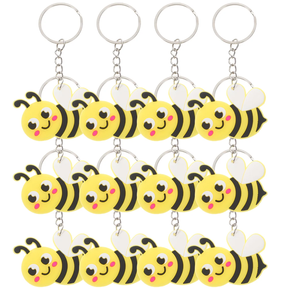 

12 Pcs Keychain Lovely Bee Keychains Cartoon Bee Keyrings Party Favors Bag Pendant Backpack Keychains Hanging Decoration Plastic