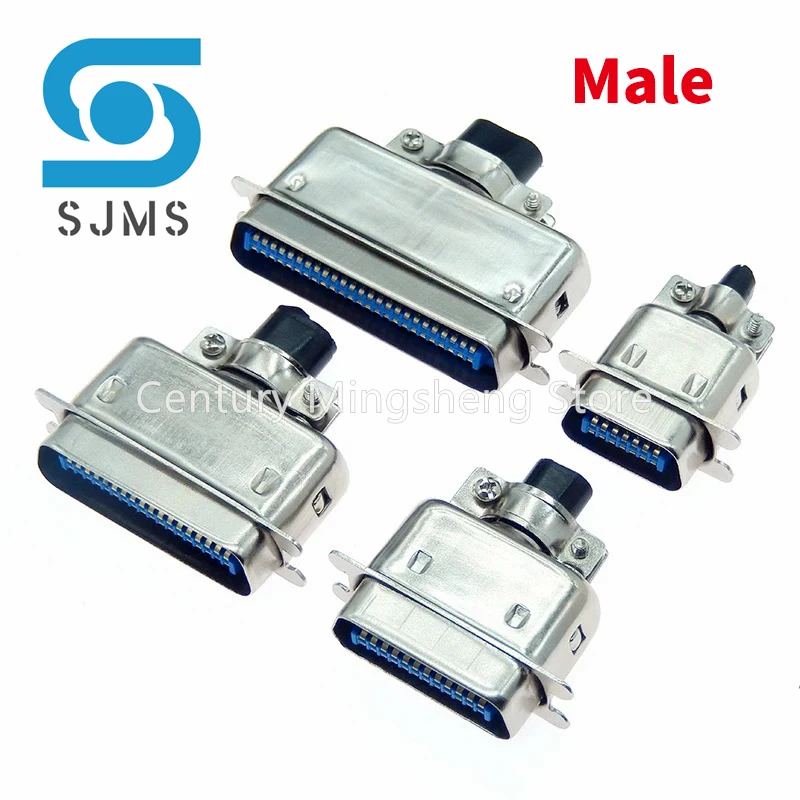 1PCS 57 Series Centronics Connector Male Female CN14/24/36/50P Ribbon Computer Printer Cable Mount Adapters with Mental Cover