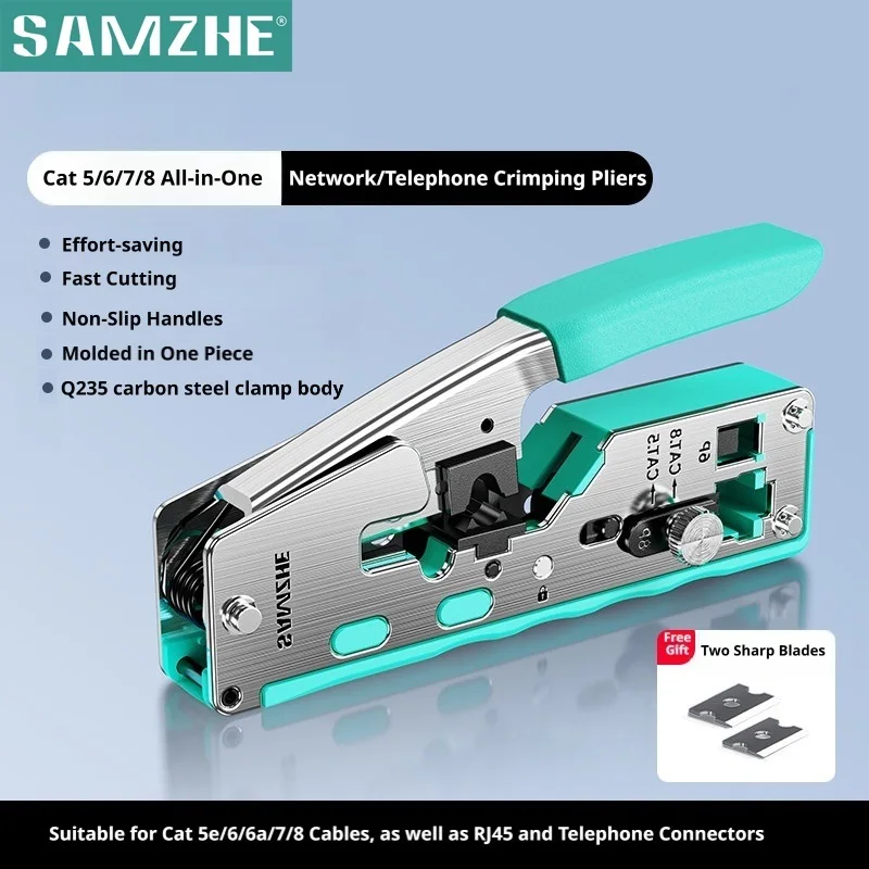 SAMZHE RJ45 Crimp Tool Crimper Cutter for Cat5e/6/7/8 8P 6P Modular Connector Ethernet All-in-one Wire Tool ﻿Ethernet Modular