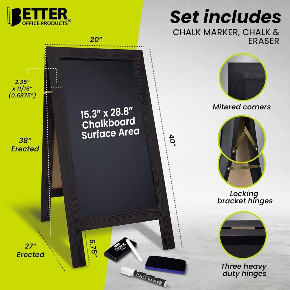 علامة إطار على شكل حرف A مغناطيسية كبيرة، مقاس 20 × 40 بوصة مع قلم تحديد وممحاة، لوح ساندويتش خارجي #3