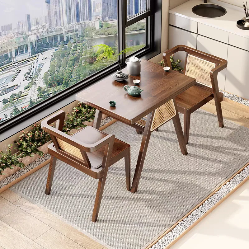 

Balcony Garden Furniture Sets Home Courtyard Villa Solid Wood Table and Chair Combination Leisure Outdoor Garden Furniture Set A